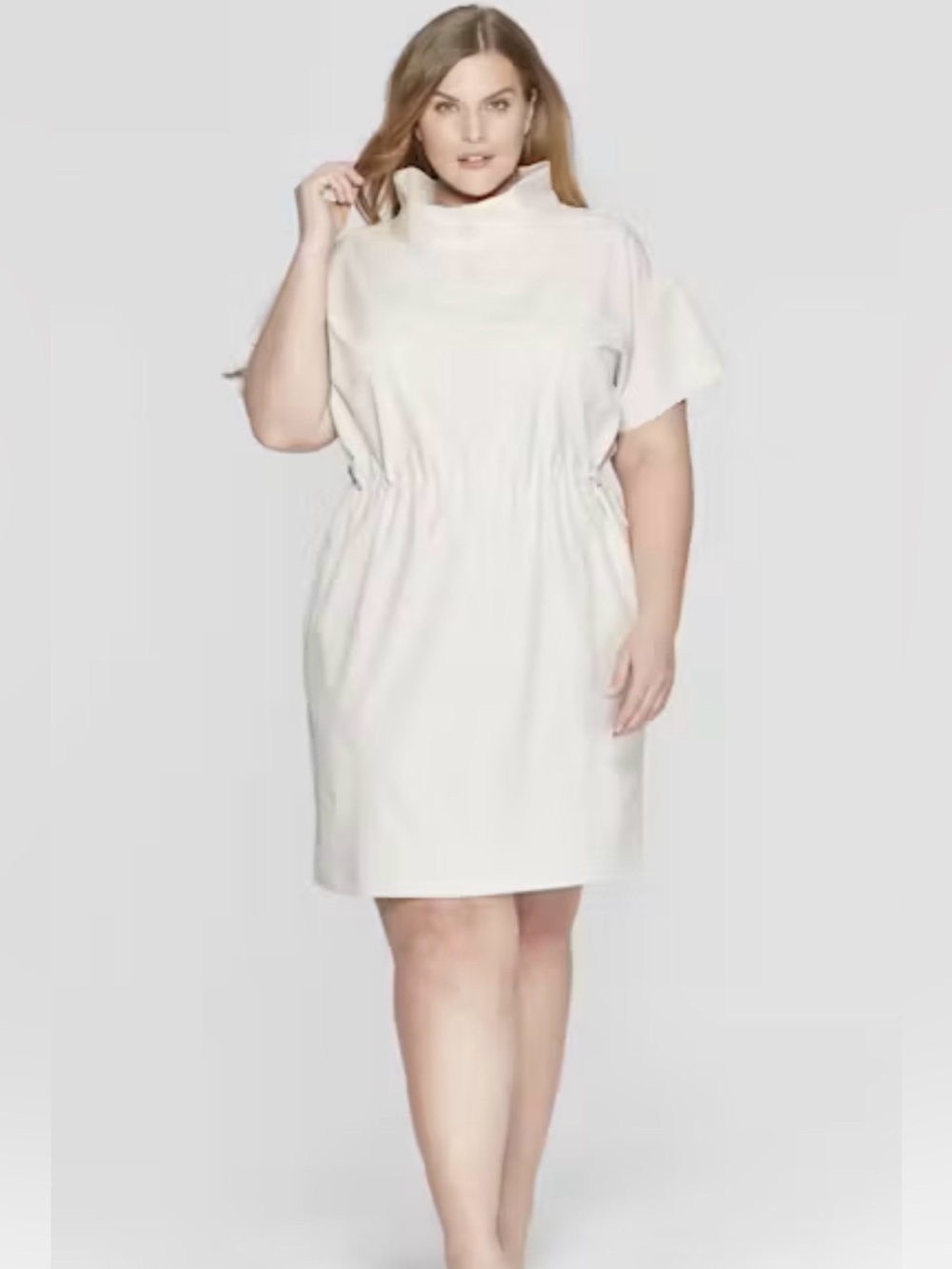 Prologue Cream Drawstring Waist Mini Dress